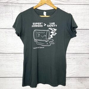 Super Powers > Lab Safety Funny Superhero T-Shirt
Women’s Size Large